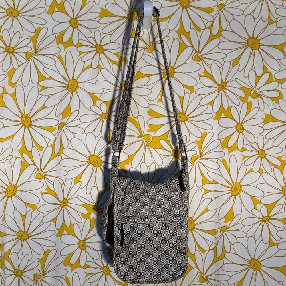 Kavu Black, White and Gray Patterned Crossbody Bag